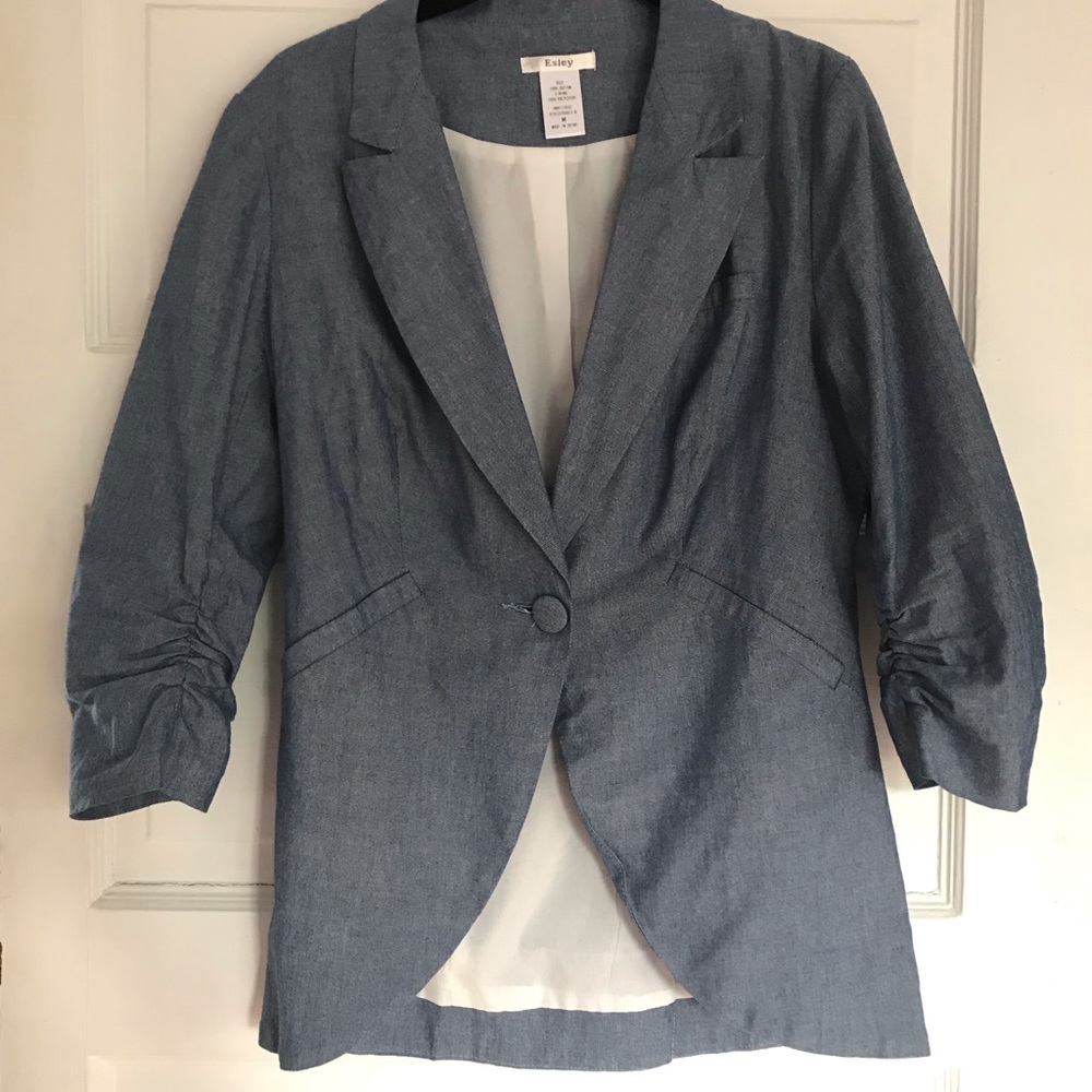 ModCloth Fine and Sandy Blazer in Chambray M